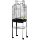 Gabbia per Uccelli con 3 Posatoi 2 Ciotole e 2 Porte Laterali 46x36x130 cm in Acciaio PP e Legno Nera