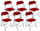 Lot de 6 Chaises Pliantes 45x45x80 cm en Tissu Rouge