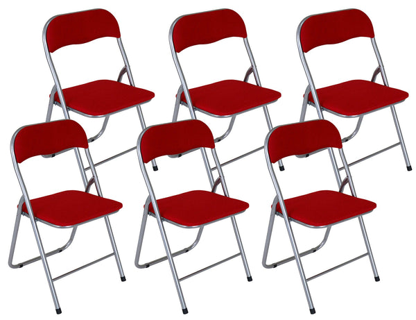 Lot de 6 Chaises Pliantes 45x45x80 cm en Tissu Rouge sconto