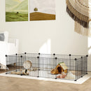 Recinto per Animali Modulabile e Multilivello 140x70x35 cm con 12 Pannelli e Bordi Arrotondati in Metallo e ABS Nero   