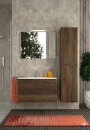 Mobile da Bagno Sospeso con Lavabo 90 cm e Specchio Urano Light Noce Scuro      