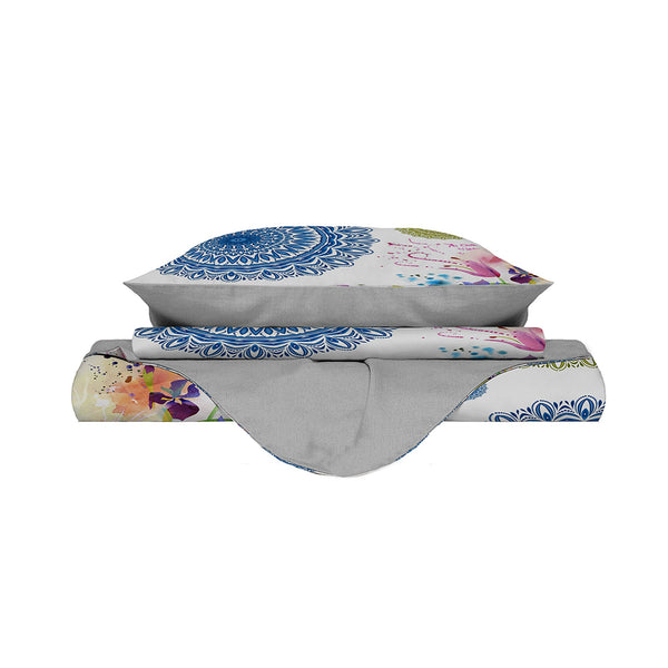 sconto Housse de couette double avec impression sur le sac et taies d'oreiller Kio618