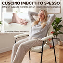 Set 2 Poltrone da Salotto 64x67x76,5 cm in Ciniglia con Schienale Sagomato e Struttura in Metallo Crema      