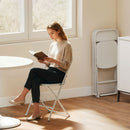 Set 4 Sedie Pieghevoli 45x49x79,5 cm con Fori di Drenaggio in Plastica e Metallo Bianco      