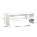 Tavolino da Caffè Moderno 100x40x41,5 cm a 2 Livelli con Vani a Giorno in Legno Bianco  