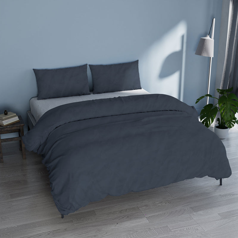 Copripiumino con Sacco e Federe Linea Water Washed Grigio Scuro