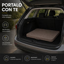 Tavolo Pieghevole da Esterno 180x74x74 cm con Piano in HDPE Effetto Polyrattan a Valigia Tortora      