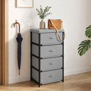 Cassettiera 42x32x80 cm con 4 Cassetti in Tessuto e Struttura in Acciaio Grigio e Nero      