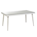 Tavolo da Giardino in Polyrattan con Vetro 160x90H77cm Adila Bianco Crema