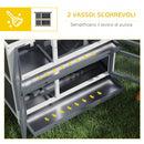 Conigliera a 2 Livelli con Rampa e 2 Vassoi Estraibili 97x44x91 cm in Legno di Abete e Bitume Grigio   