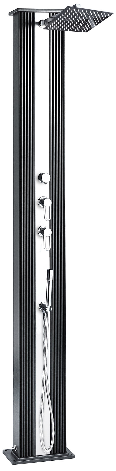 Douche de Jardin Solaire Hybride 40L Anthracite/Aluminium Mitigeur et Lave Pieds prezzo