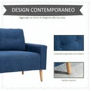 Divano 2 Posti 145x76x88 cm in Tessuto Trapuntato Blu