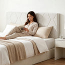 Testiera Letto Imbottita 160x10x73 cm con Motivo a Diamante in Ciniglia Bianco      