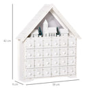 Calendario dell'Avvento  39x9x42 cm 24 Cassetti Villaggio di Natale con Alberi e Luci Bianco