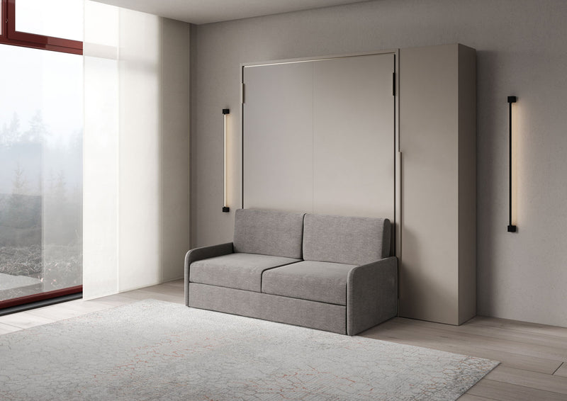 Letto Matrimoniale Francese A Scomparsa 140 Versia Con Divano E Armadio 1 Anta Dx Argilla      