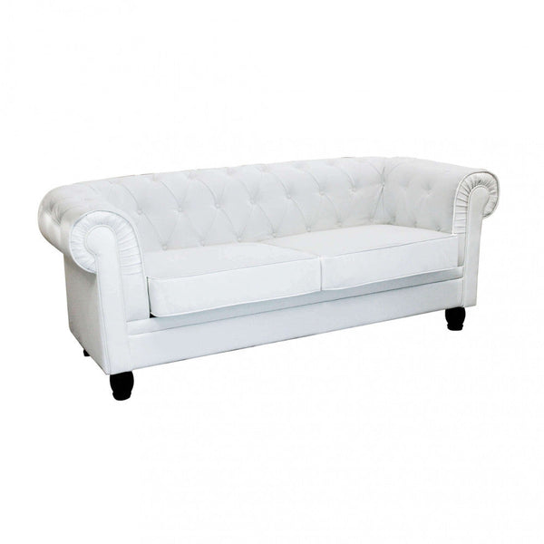 acquista Canapé Chesterfield 3 places 197x74x82 h cm en simili cuir blanc
