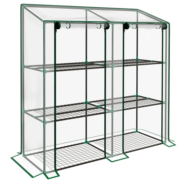 Serra da Giardino 143x46x151 cm con 6 Mensole e 2 Porte Avvolgibili Copertura in PE Trasparente online