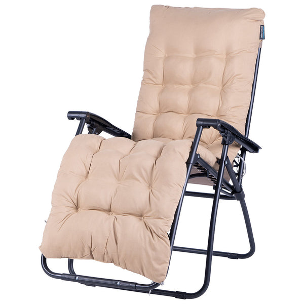 Sedia Sdraio da Giardino con Cuscino Reclinabile e Pieghevole in Acciaio e Tessuto Oxford Beige acquista