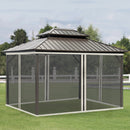 Zanzariera per Gazebo Tende di Ricambio Universale 335x207 cm con Cerniere Nero/Beige