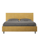 Letto Matrimoniale Giroletto con Alzata Comoda Imbottito in Microfibra Adele Ocra Varie Misure