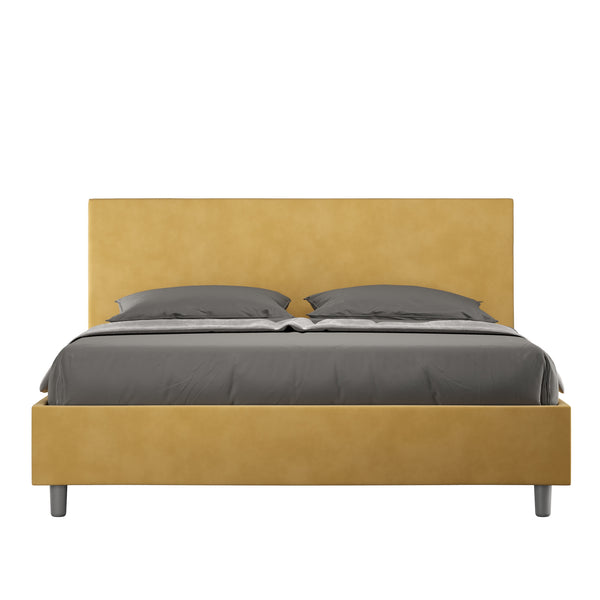 Letto Matrimoniale Giroletto con Alzata Comoda Imbottito in Microfibra Adele Ocra Varie Misure acquista