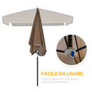 Ombrellone da Giardino 2x2 m Palo Ø28 mm in Matallo e Poliestere Marrone