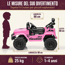 Macchina Elettrica per Bambini Fuoristrada Toyota Fj Cruiser 12V Telecomando Ruote in Gomma e Sedile in Pelle Rosa
