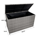 Baule da Esterno 138x70x80 cm in Rattan con Borsa Impermeabile Grigio 