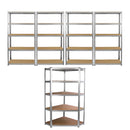 Set 5 Scaffali Senza Bulloni 90 cm 4 Lineari 1 Angolare in Acciaio 