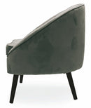 Poltrona Imbottita in Velluto con Gambe in Legno Soriani Grigio Scuro