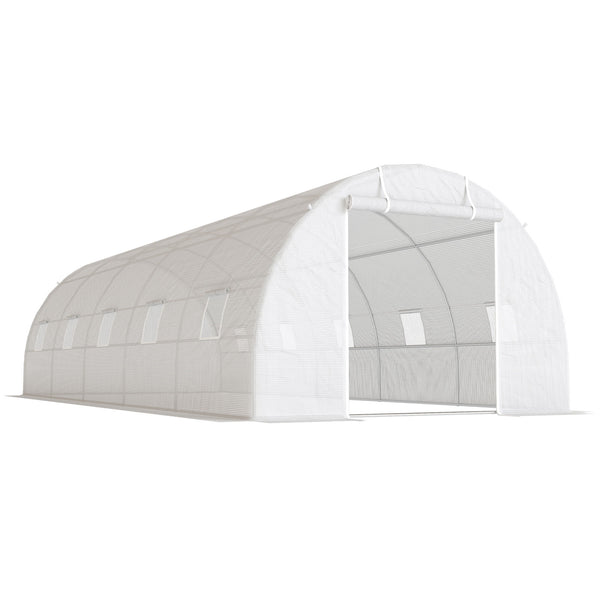 Serra a Tunnel 8x3x2 m con Rivestimento in Plastica e Acciaio Rinforzato Bianco acquista