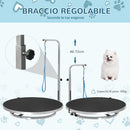 Tavolo da Toelettatura e Tosatura Girevole per Cani e Gatti Ø65x10 cm Carico 40Kg Nero