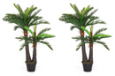 Set 2 Piante Artificiali Palma altezza 150 cm in Plastica con Vasi Verde
