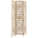 Paravento da Interno a 3 Pannelli Pieghevole e Separabile Design a Foglie 120x170 cm in Legno      