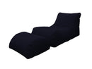 Poltrona Pouf Chaise Longue con Poggiapiedi in Poliestere Nera Avalli