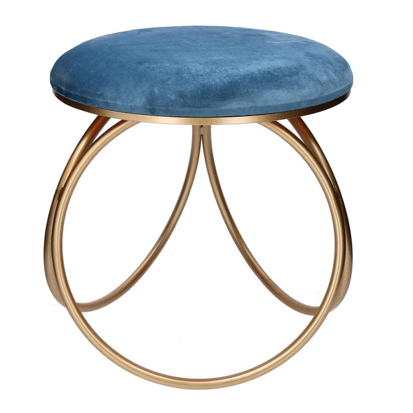 sconto Pouf 44x42xh43 cm en métal et velours bleu pétrole