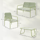 Set Salotto da Giardino con Divanetto Poltrone e Tavolino con Piano in Vetro in Rattan PE Verde   