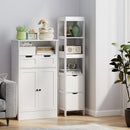 Mobile Bagno 30x30x141,2 cm con 3 Ripiani Aperti e 2 Cassetti in Legno Bianco  