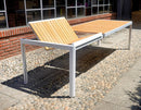 Tavolo Allungabile da Giardino 200/300x100x76 cm Lanzarote in Alluminio e Doghe in Teak Bianco