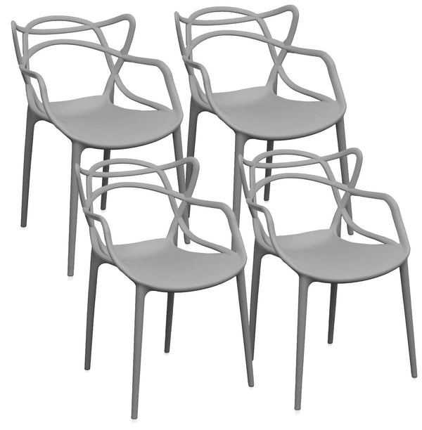 sconto Lot de 4 chaises grises en polypropylène Sveva 55x54x82 cm