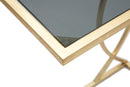 Tavolinetto da Divano Glam 45,5x25,5x60 cm in Ferro e Vetro Nero e Oro