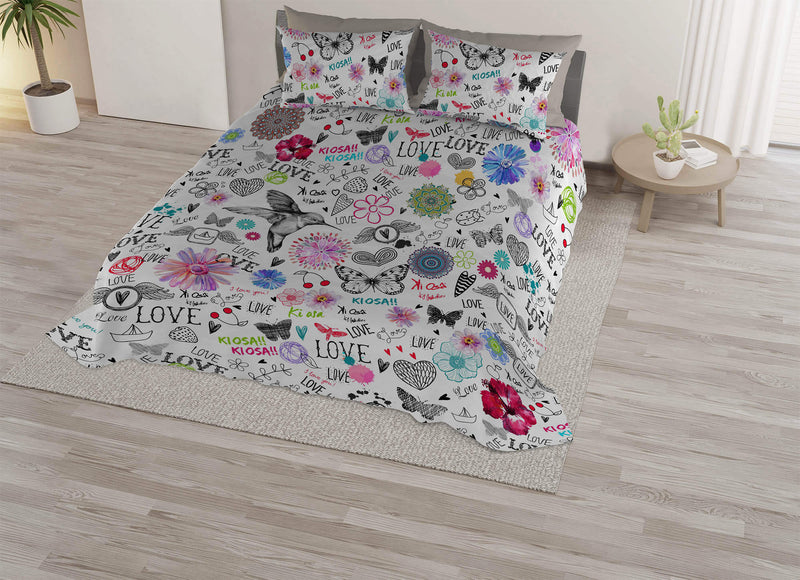 Set Lenzuola Matrimoniale con Stampa Sopra e Federe in Microfibra