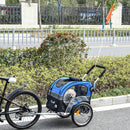 Carrellino Rimorchio per Cani da Bicicletta 130x58x94 cm in Metallo e Tessuto Oxford Blu