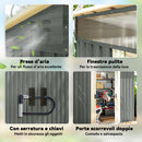 Casetta Box da Giardino 195x122x181,5 cm con Porte Scorrevoli e Pavimentazione in Acciaio Grigio Chiaro      