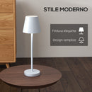 Lampada da Tavolo Portatile Ø11,2x36,5 cm in Acrilico e Metallo Grigio