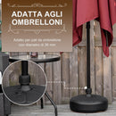Base per Ombrellone Rotonda Ø38 cm per Pali da Ø3,8 cm Riempibile con Acqua e Sabbia Nero  