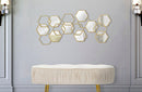 Pannello da Muro Alveare 87,5x2,75x40 cm in Ferro MDF e Specchio Oro