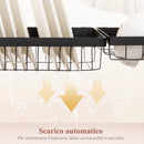 Scolapiatti da Lavello Modulabile a 2 Livelli con Piedini Antiscivolo 65x31,5x52,5 cm in Acciaio Nero      