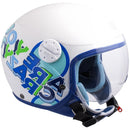 Casco Demi-Jet per Bambini Visiera Sagomata CGM Sport 205G Azzurro Metal Varie Misure