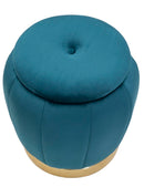 Pouf Contenitore Paris Oro Ø 43x43 cm in Legno e Poliestere Ottanio